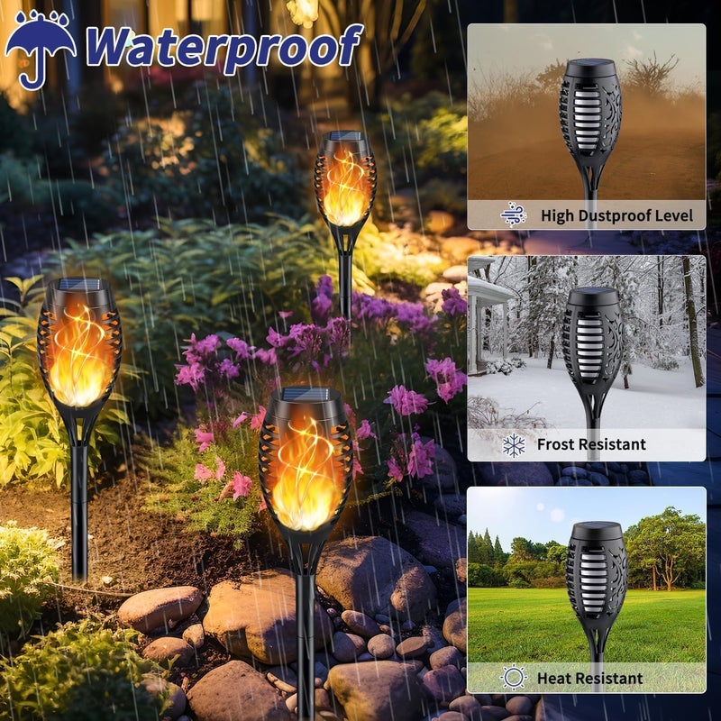 KYEKIO Solar Lights for Outside, 16Pack Solar Flame Torch Light, Garden Light Outdoor Waterproof, Solares Pathway Lights Outside for Yard Decorations, Flame Torches Outdoor Lighting Lawn Patio Art - Image 4